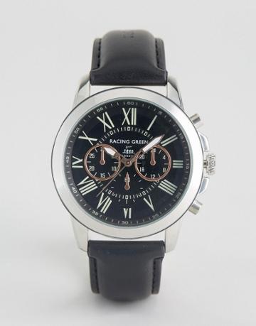 Racing Green Black Watch With Imitation Inner Dials - Black