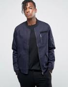 Only & Sons Bomber Jacket With Military Detail - Navy