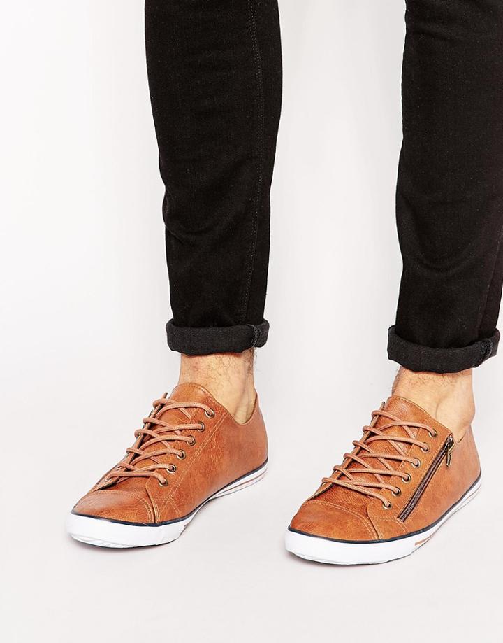 Asos Sneakers In Tan With Zip - Tan