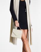 Asos Design Boxy Envelope Crossbody Bag With Hardware Detail In Stone Croc-neutral