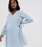 Asos Design Maternity Denim Exclusive Smock Dress - Blue