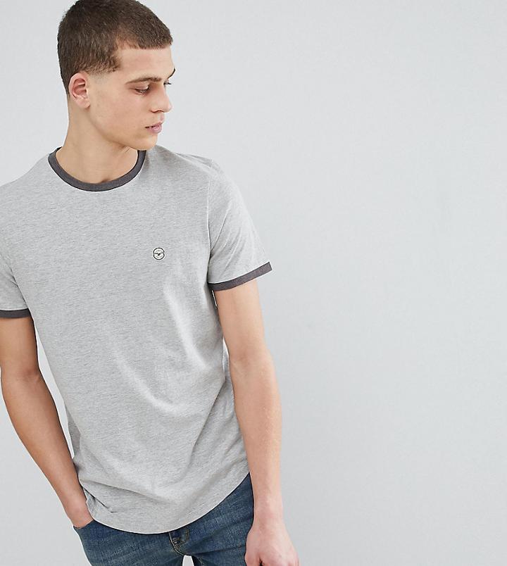 Le Breve Tall Muscle Fit Contrast Rib T-shirt - Gray