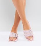 Truffle Collection Wide Fit Stud Slider Sandal - Pink