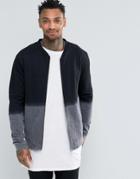 Asos Jersey Bomber Jacket With Dip Dye - Navy
