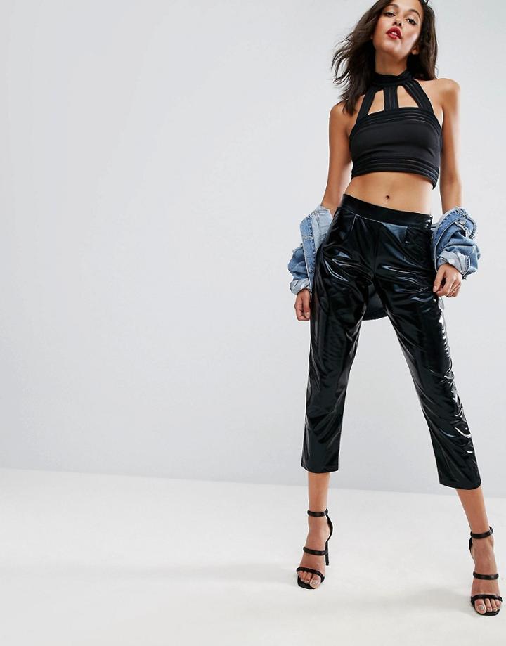 Asos Lacquered Peg Pants - Black