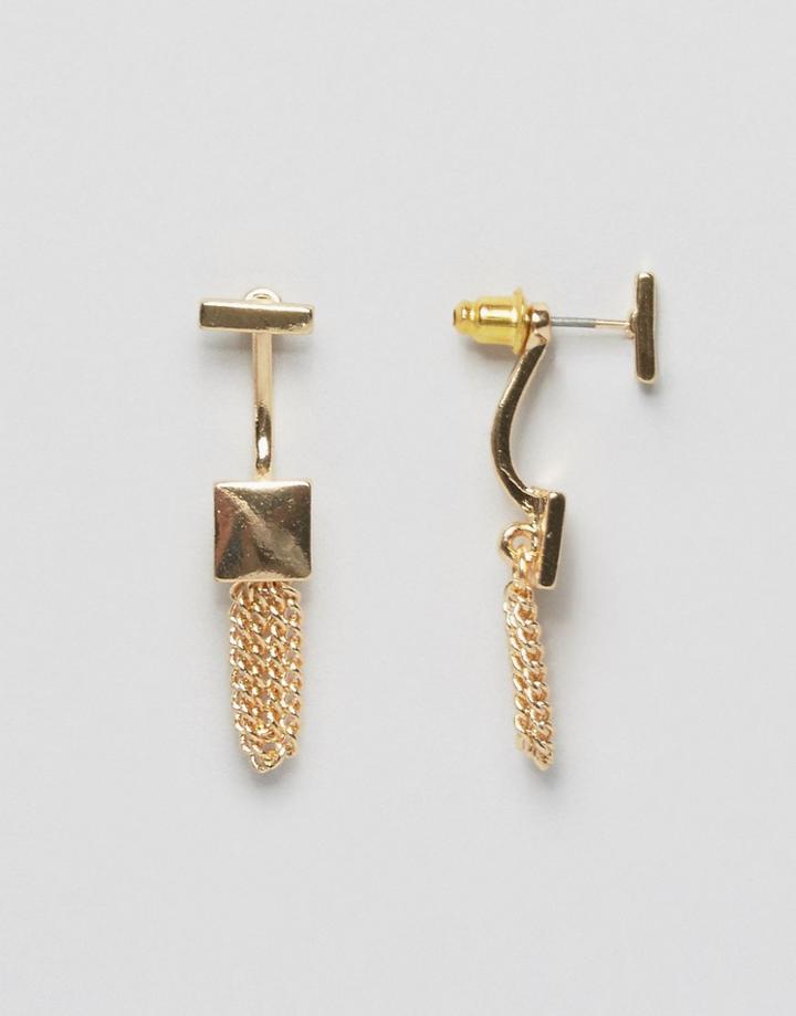 Asos Square Chain Swing Earrings - Gold