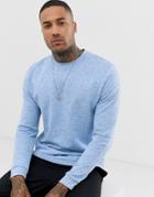 Asos Design Sweatshirt In Blue Interest Fabric