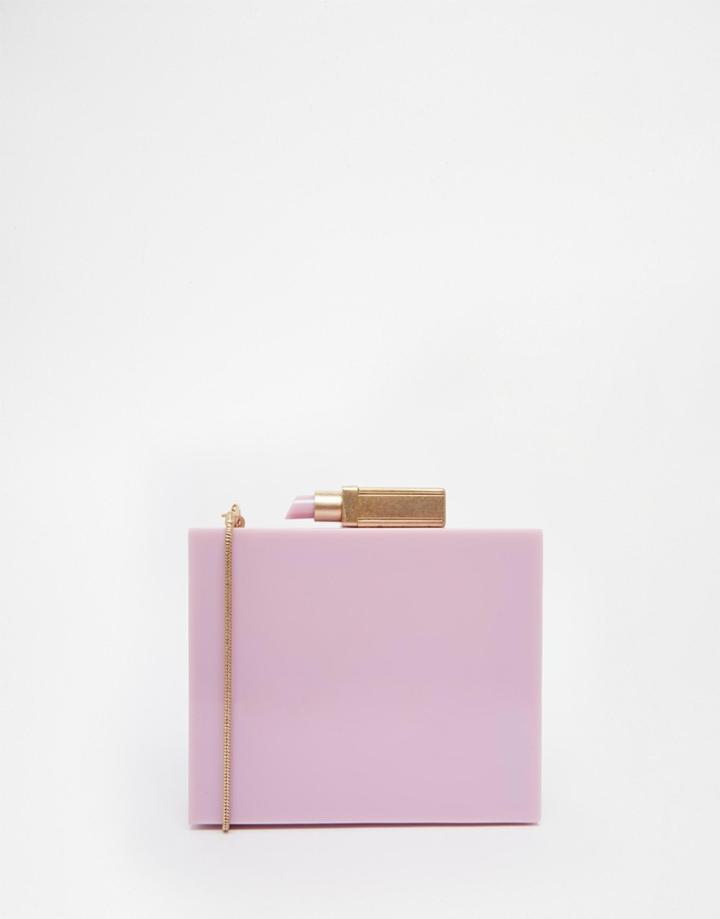 Lulu Guinness Perspex Box Bag With Lipstick - Light Magenta