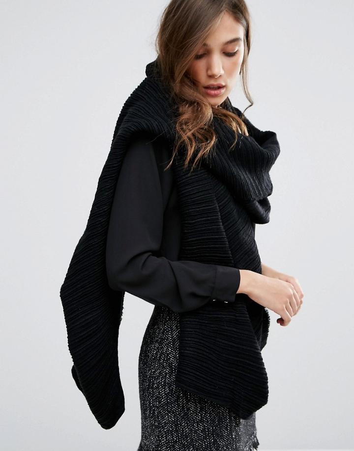 Aldo Ribbed Oblong Scarf - Black