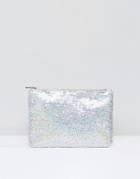 True Decadence Iridescent Sequin Clutch - Silver