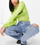 Collusion X014 Mid Rise Baggy Dad Jeans With Knee Rip In Light Blue-blues