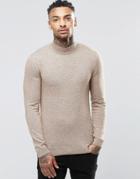 Asos Muscle Fit Turtleneck Sweater In Cotton - Mustard Twist