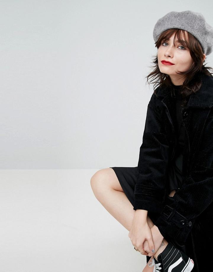 Asos Design Wool Beret - Gray