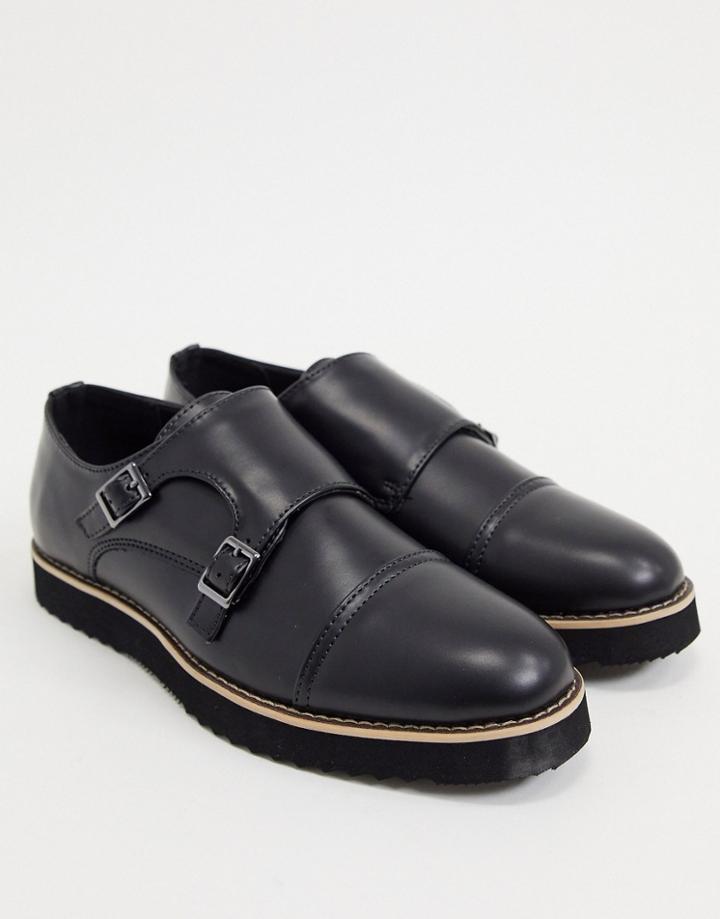 Truffle Collection Casual Monk Strap Shoes In Black