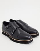 Truffle Collection Casual Monk Strap Shoes In Black