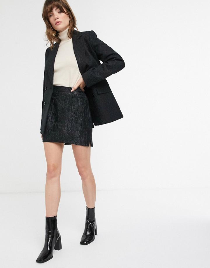 & Other Stories Jacquard Pelmet Mini Skirt In Black