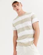 Weekday Stripe T-shirt In Beige/gray