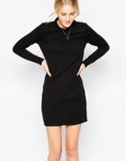 Jdy Long Sleeve Quilted Shift Dress - Black