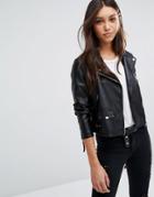 Vero Moda Leather Look Biker Jacket - Black