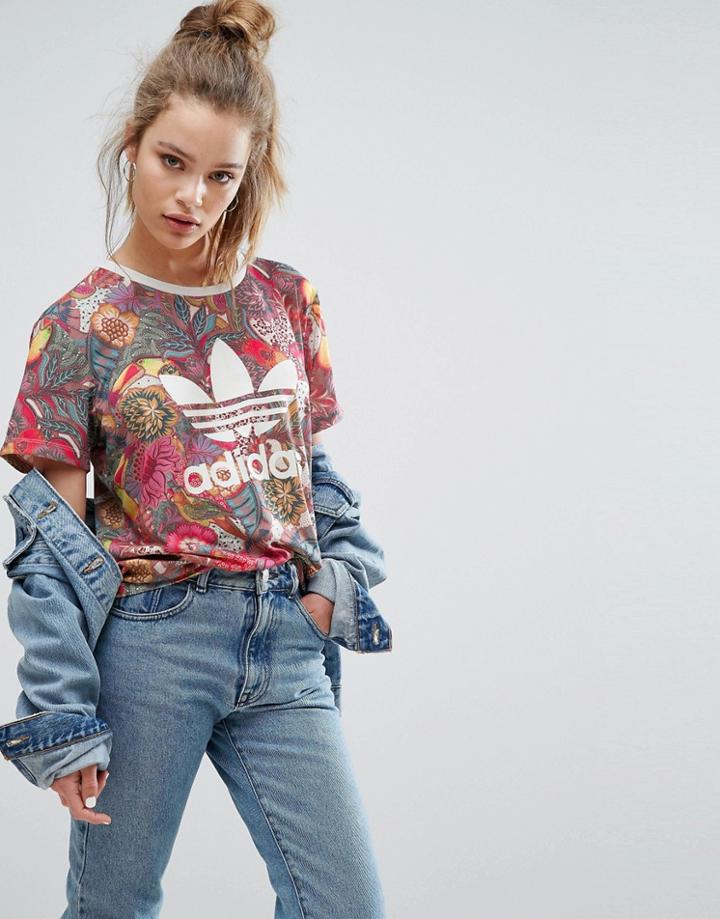 Adidas Farm Bright Floral Print T-shirt - Multi