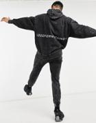 Good For Nothing Drop Shoulder Hoodie With Mid Back Logo In Acid Wash Gray-grey