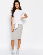 Missguided Ribbed Pencil Skirt - Gray