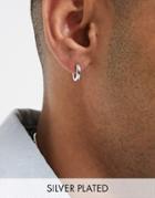 Asos Design 9mm Hoop Earrings In Silver Plate