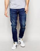 Only & Sons Vintage Wash Jeans With Rips In Super Skinny Fit - Mid Blue