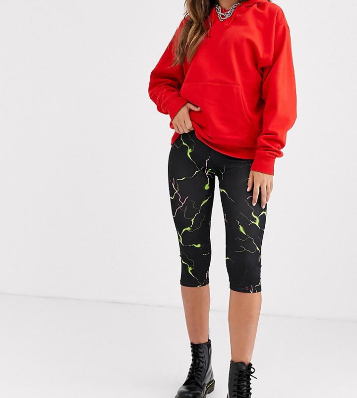 Collusion Lightning Print Capri Leggings-multi