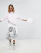 Paul & Jo Sister Graphic Print Midi Skirt - White