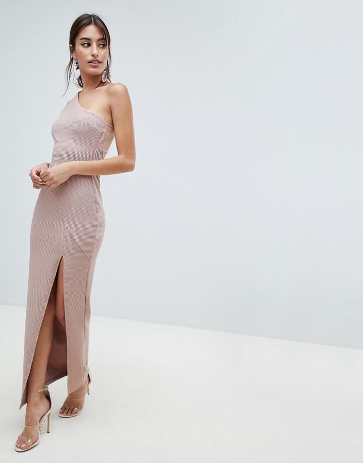 Asos Design Minimal Rib Mesh Maxi Dress - Pink