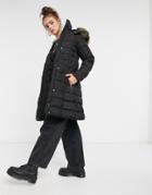 New Look Maxi Hooded Puffer Coat In Black