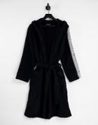 Emporio Armani Bodywear Taped Arm Dressing Gown In Black