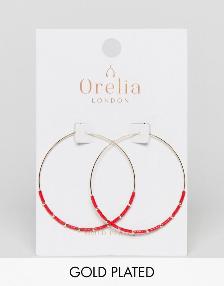 Orelia Seedbead Hoop Earrings - Gold