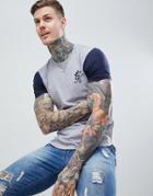 Gym King Long Line Contrast Tee In Navy Nights / Silver Gray - Navy