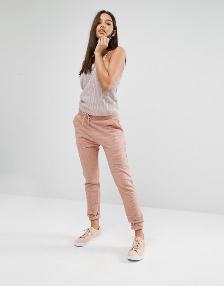 Missguided Ribbed Jogger - Pink