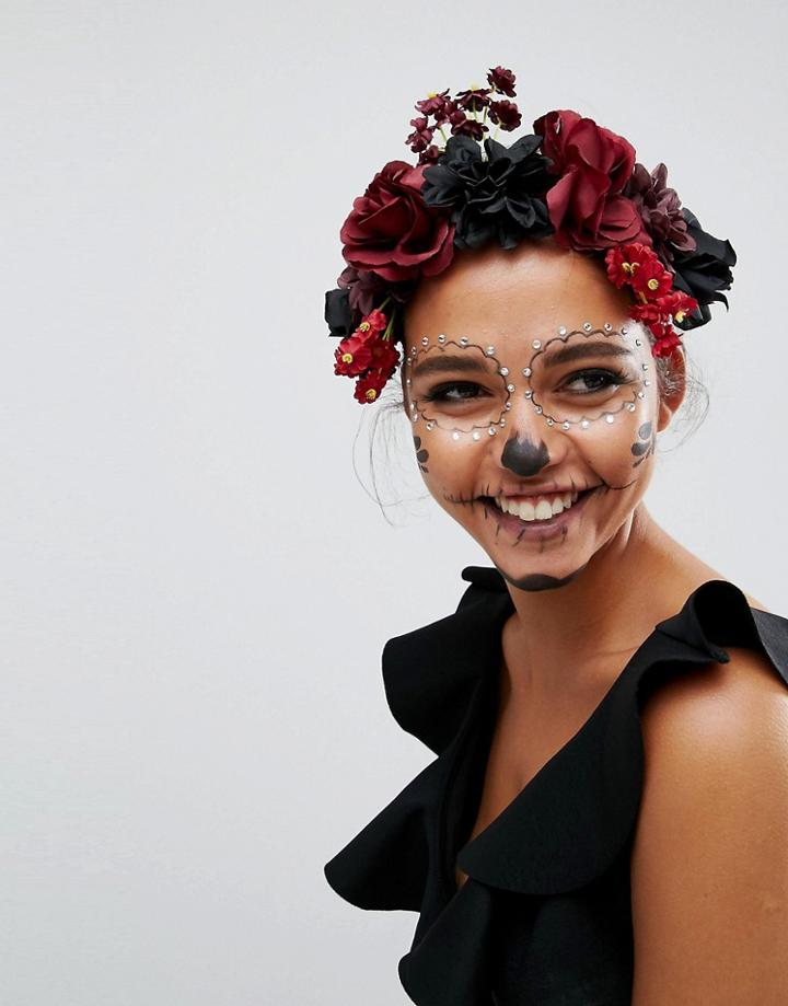 Asos Halloween Dark Floral Garland Headband - Multi