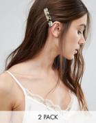 Orelia Taupe Double Hair Clips - Brown