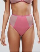 Asos Mix & Match Mesh Contrast High Waist High Leg Pant - Pink