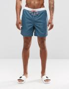New Look Swim Shorts In Blue With Contrast Waistband - Blue