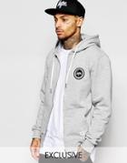 Hype Zip Up Hoodie With Crest Logo - Gray