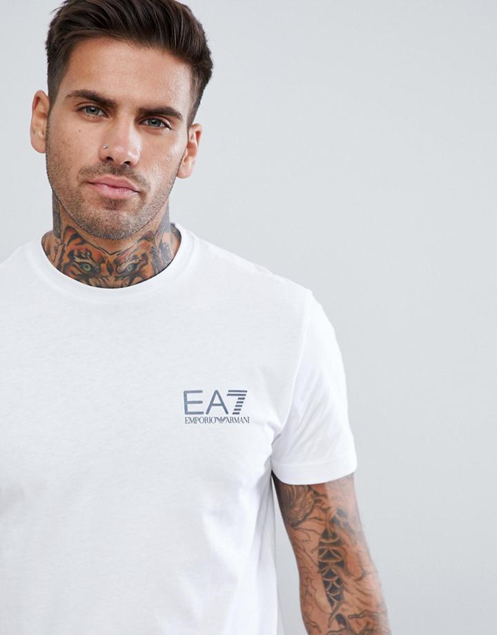 Ea7 Regular Fit Small Logo Crew Neck T-shirt In White - White