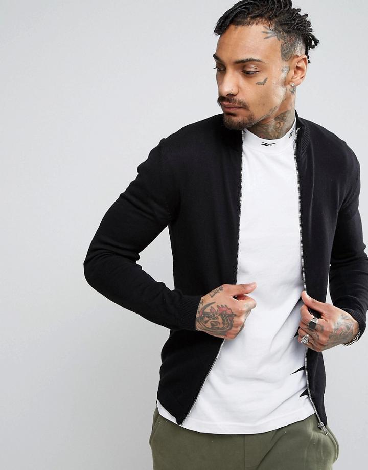 Asos Cotton Track Jacket In Black