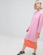 Asos Design Double Layer Color Block Sweat Dress - Multi