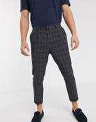 New Look Highlight Blue Check Pants In Dark Gray-grey