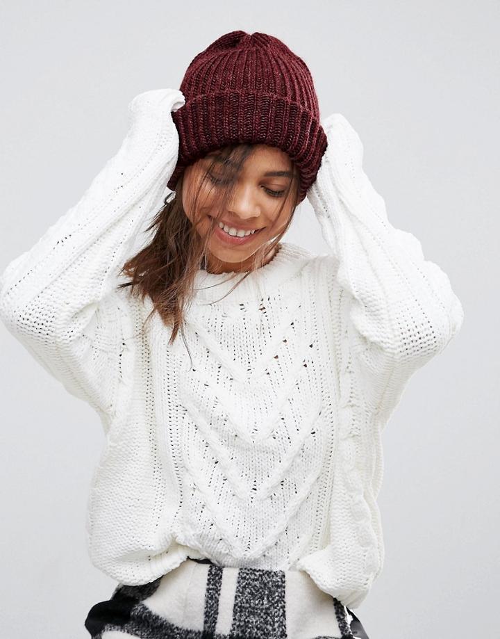 Pieces Poulula Knitted Beanie - Red