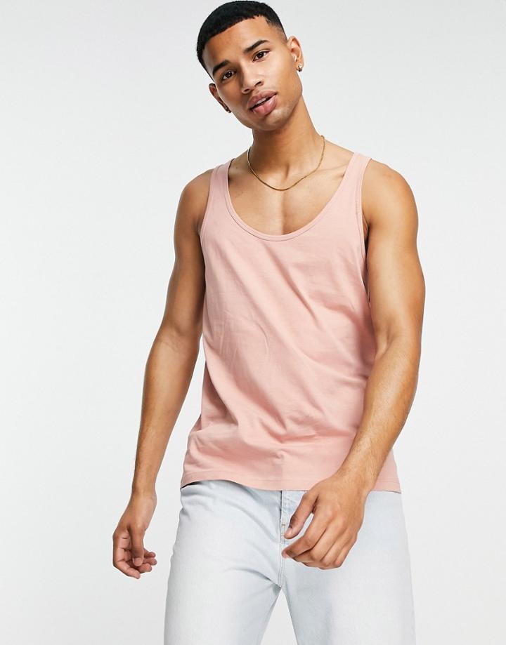 Asos Design Tank Top In Washed Pink