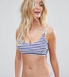 Wolf & Whistle Fuller Bust Navy Stripe Rib Bikini Top Dd - G - Navy