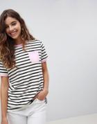 Asos Design Pocket Stripe T-shirt With Contrast Binding - Multi