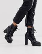 Public Desire Obvious Chunky Platform Lace Up Ankle Boots In Black